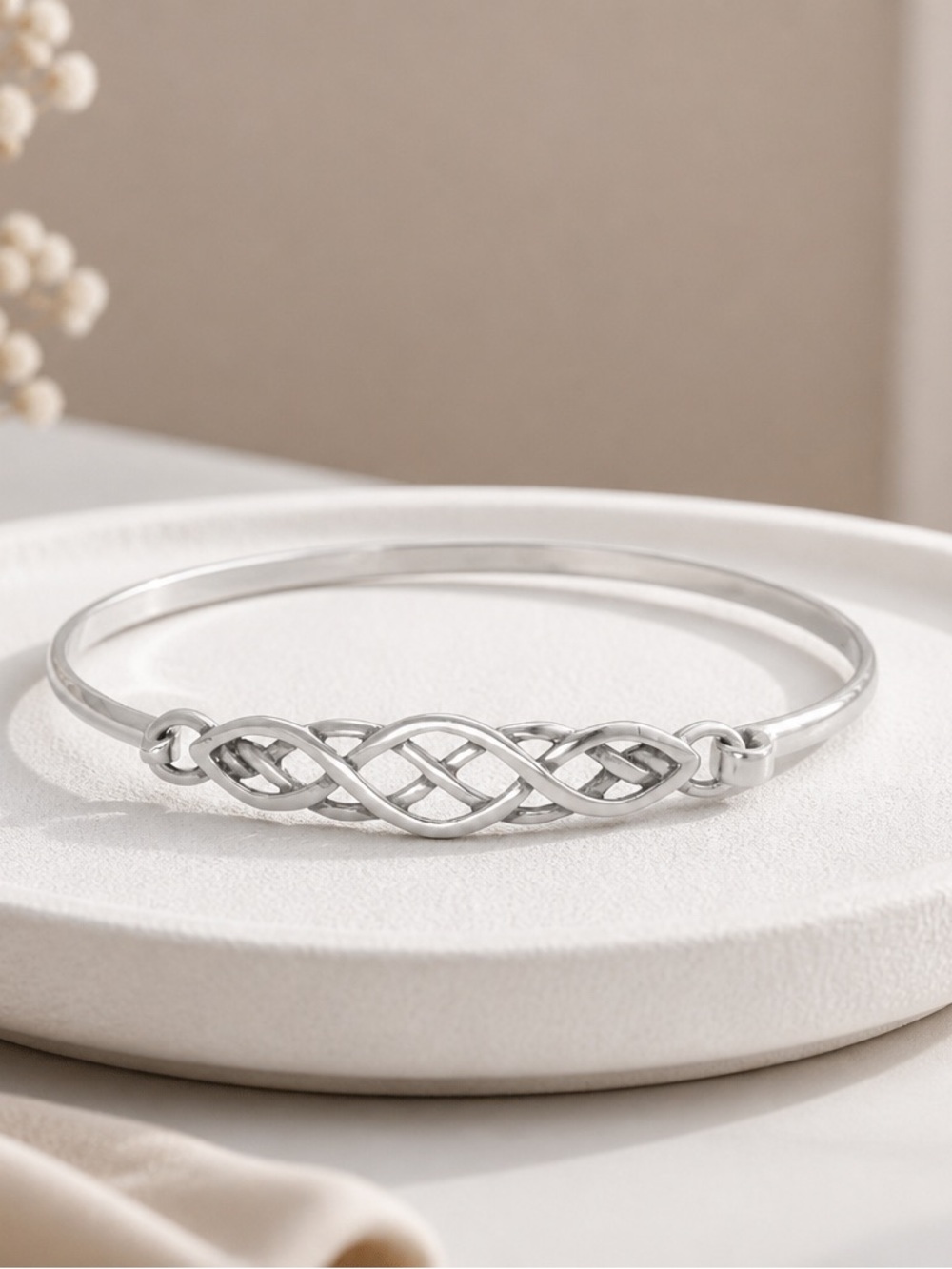 Oxidized Irish Celtic Style Bangle Bracelet - 925 Sterling Silver